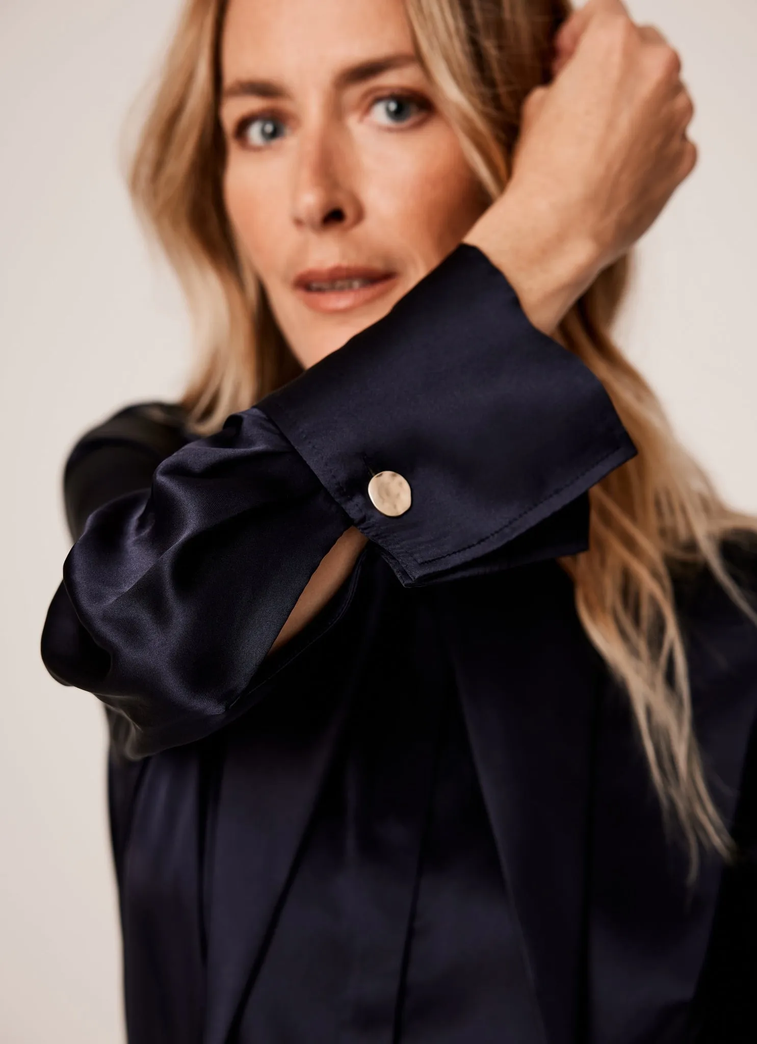 Navy Silk Statement Shirt sold by Mint Velvet product image thumbnail 3