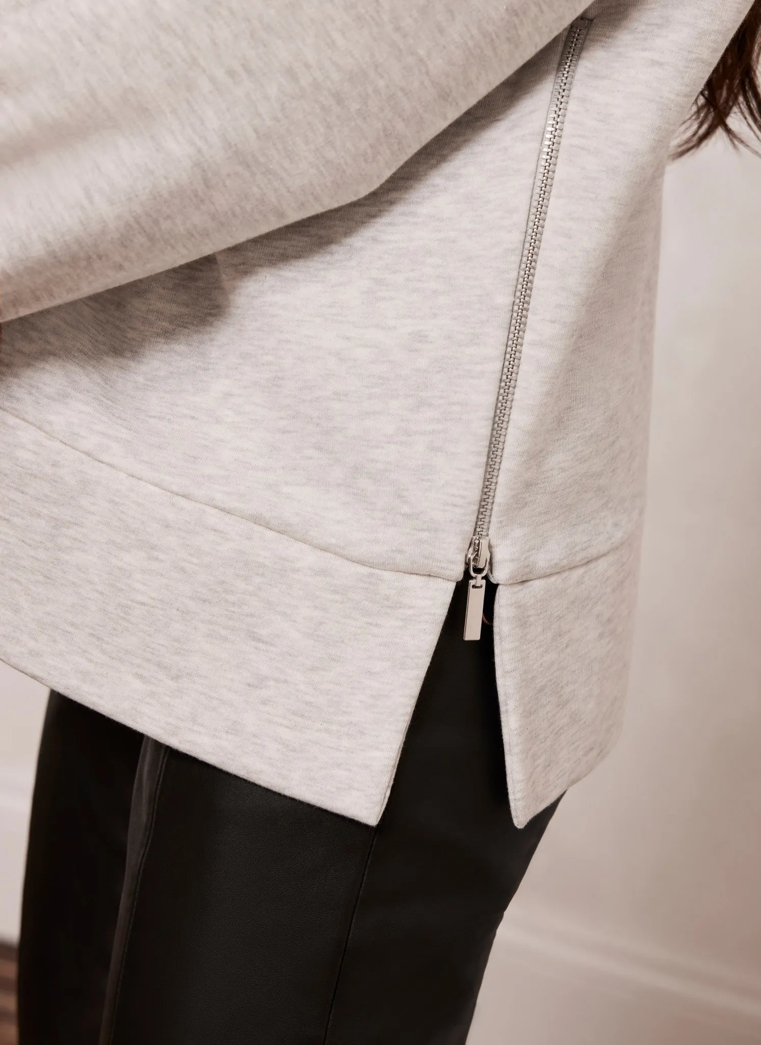 Grey Cotton Long Sleeve Hoodie sold by Mint Velvet product image thumbnail 3