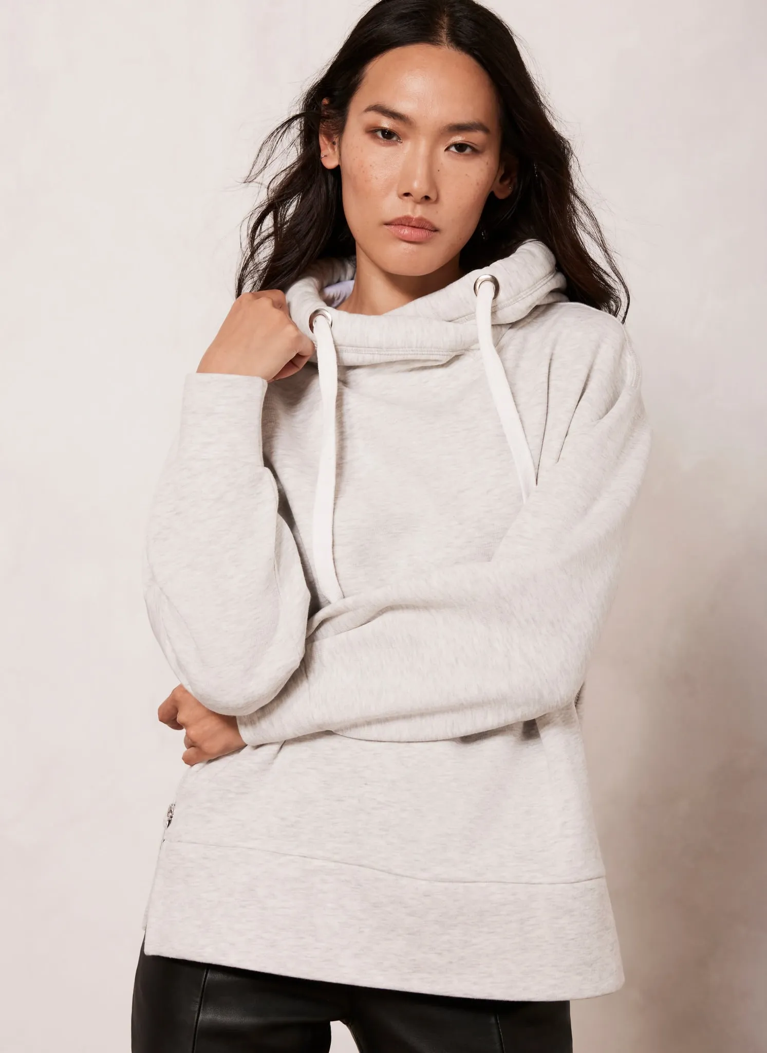 Grey Cotton Long Sleeve Hoodie sold by Mint Velvet