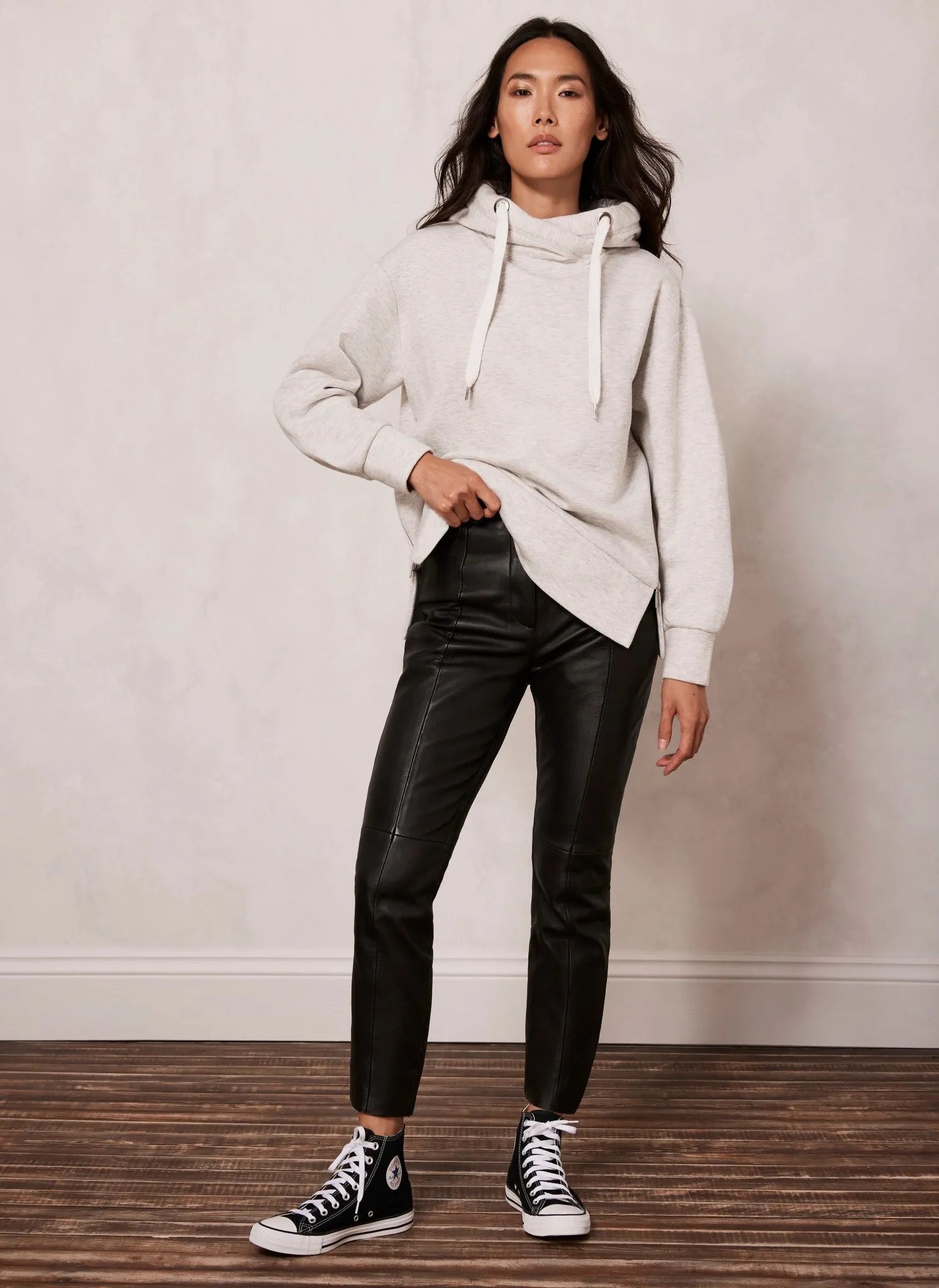 Grey Cotton Long Sleeve Hoodie sold by Mint Velvet product image thumbnail 4