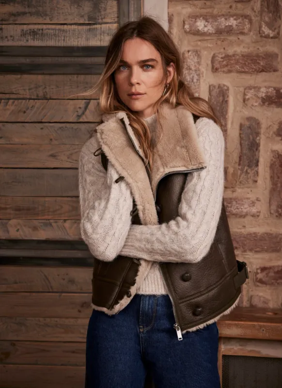 Khaki Funnel Neck Gilet sold by Mint Velvet