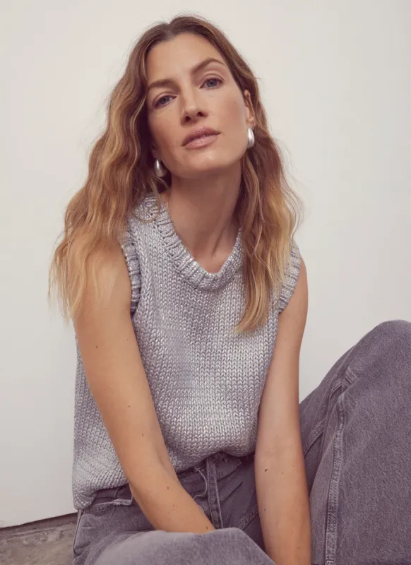 Silver Metallic Knit Tabard Top sold by Mint Velvet