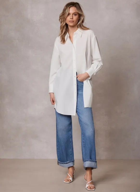 White Bow Longline Shirt sold by Mint Velvet