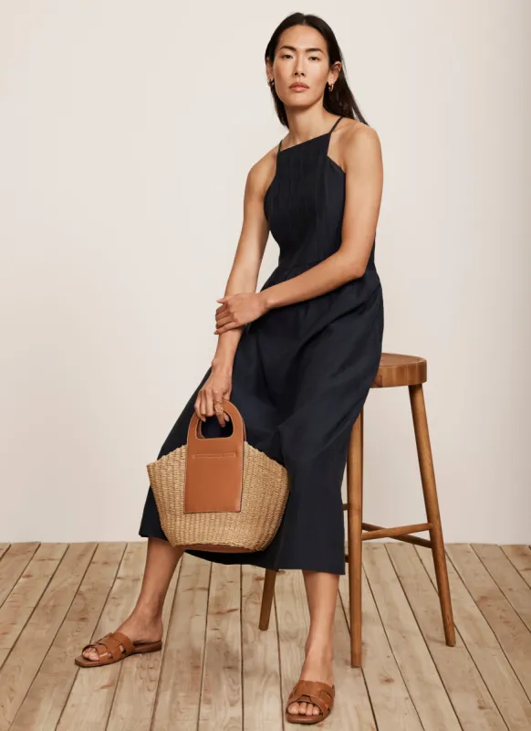 Navy Pleated Midi Dress sold by Mint Velvet