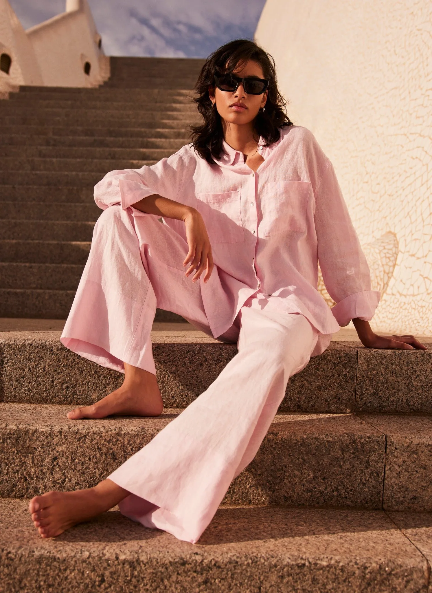 Pink Linen Wide Leg Trousers sold by Mint Velvet product image thumbnail 2