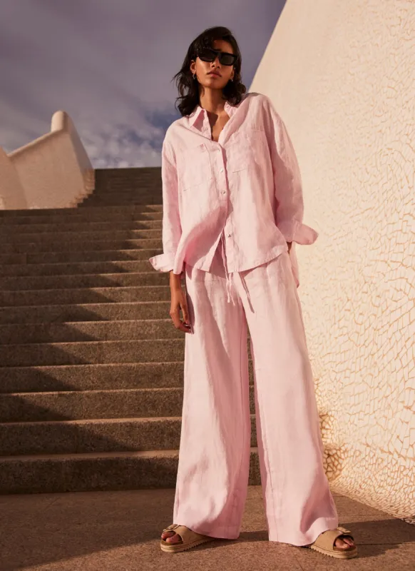 Pink Linen Wide Leg Trousers sold by Mint Velvet