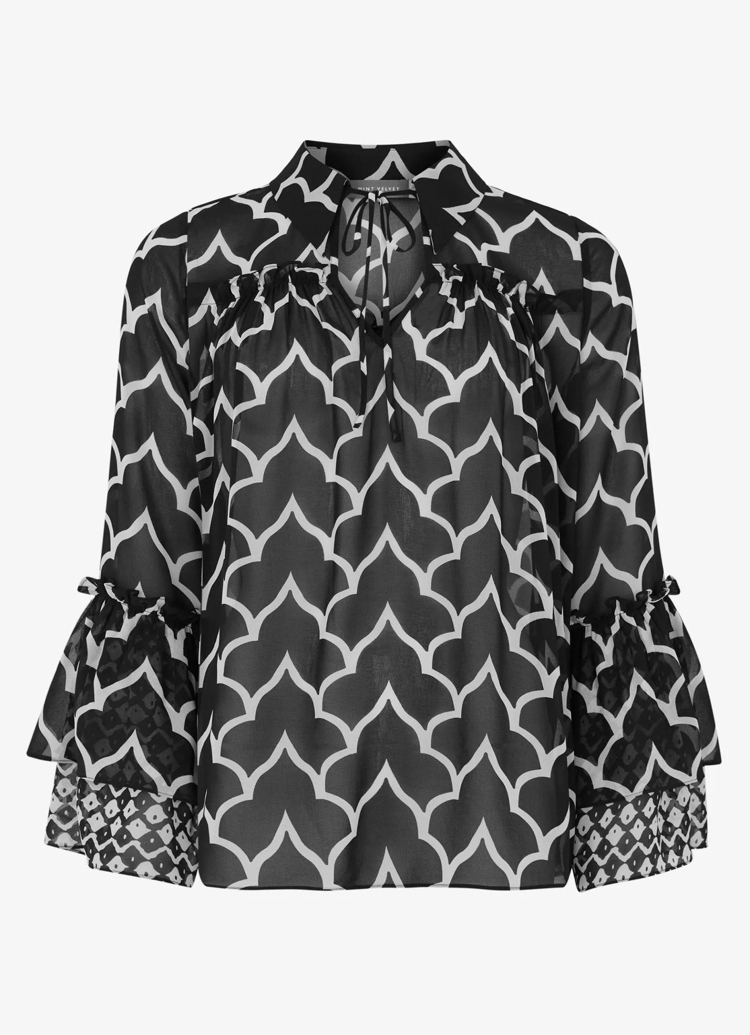 Black Printed Tied Shirt sold by Mint Velvet product image thumbnail 5