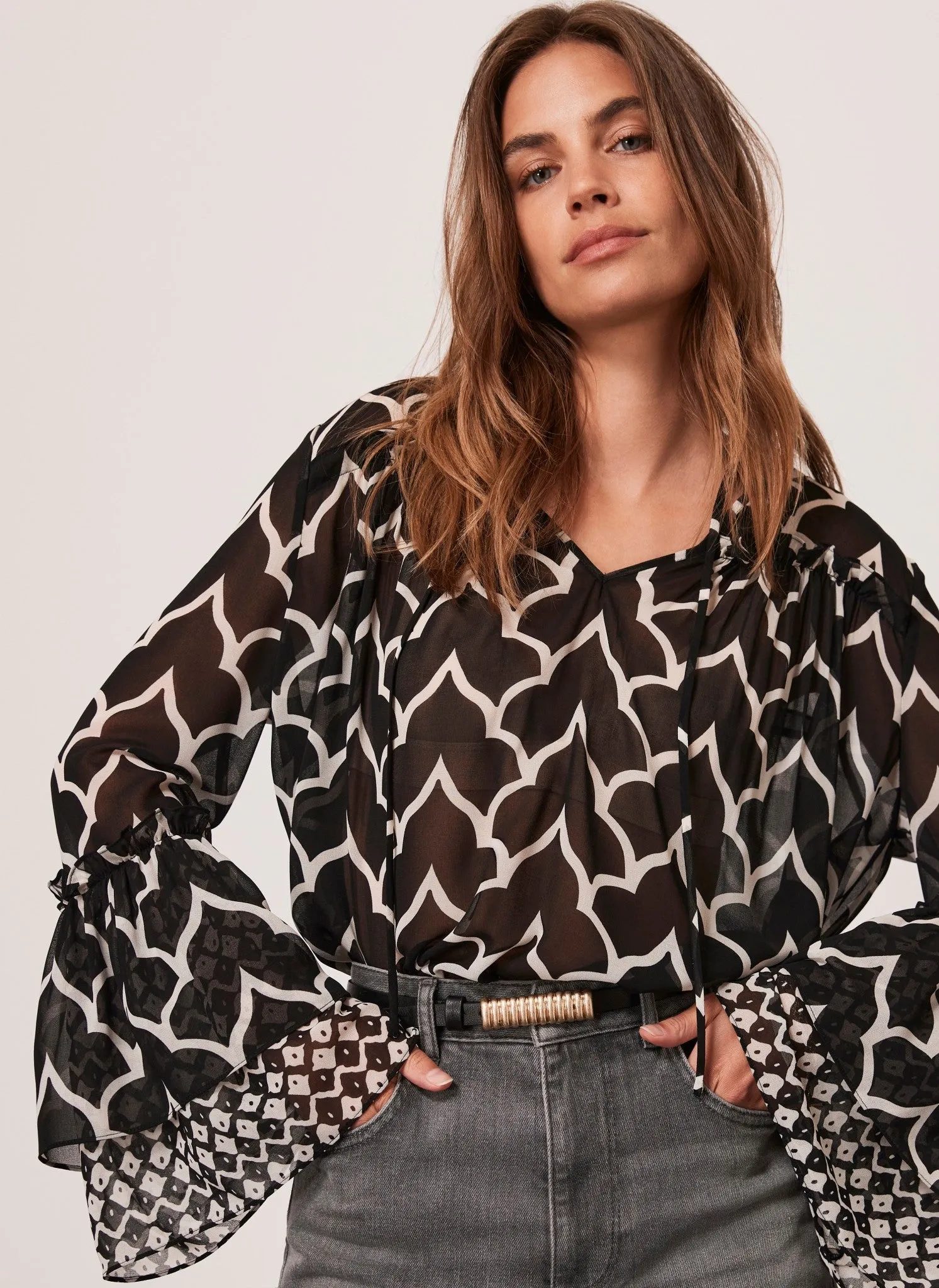 Black Printed Tied Shirt sold by Mint Velvet product image thumbnail 2