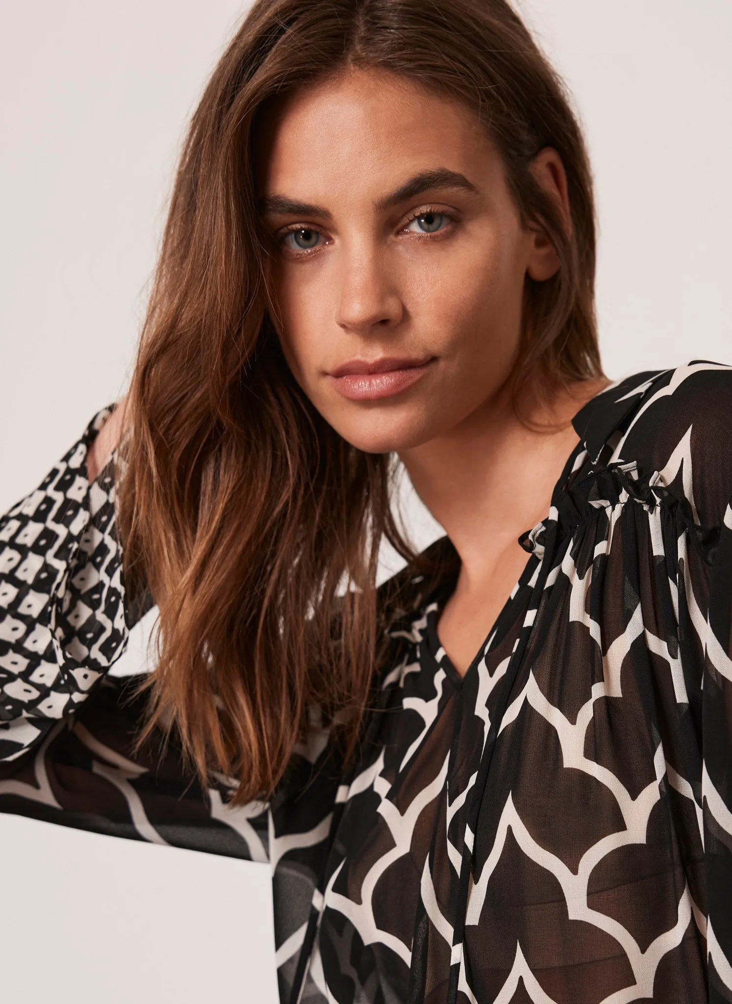 Black Printed Tied Shirt sold by Mint Velvet product image thumbnail 4