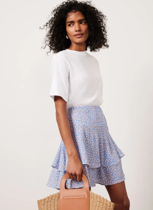 Blue Floral Print Mini Skirt sold by Mint Velvet