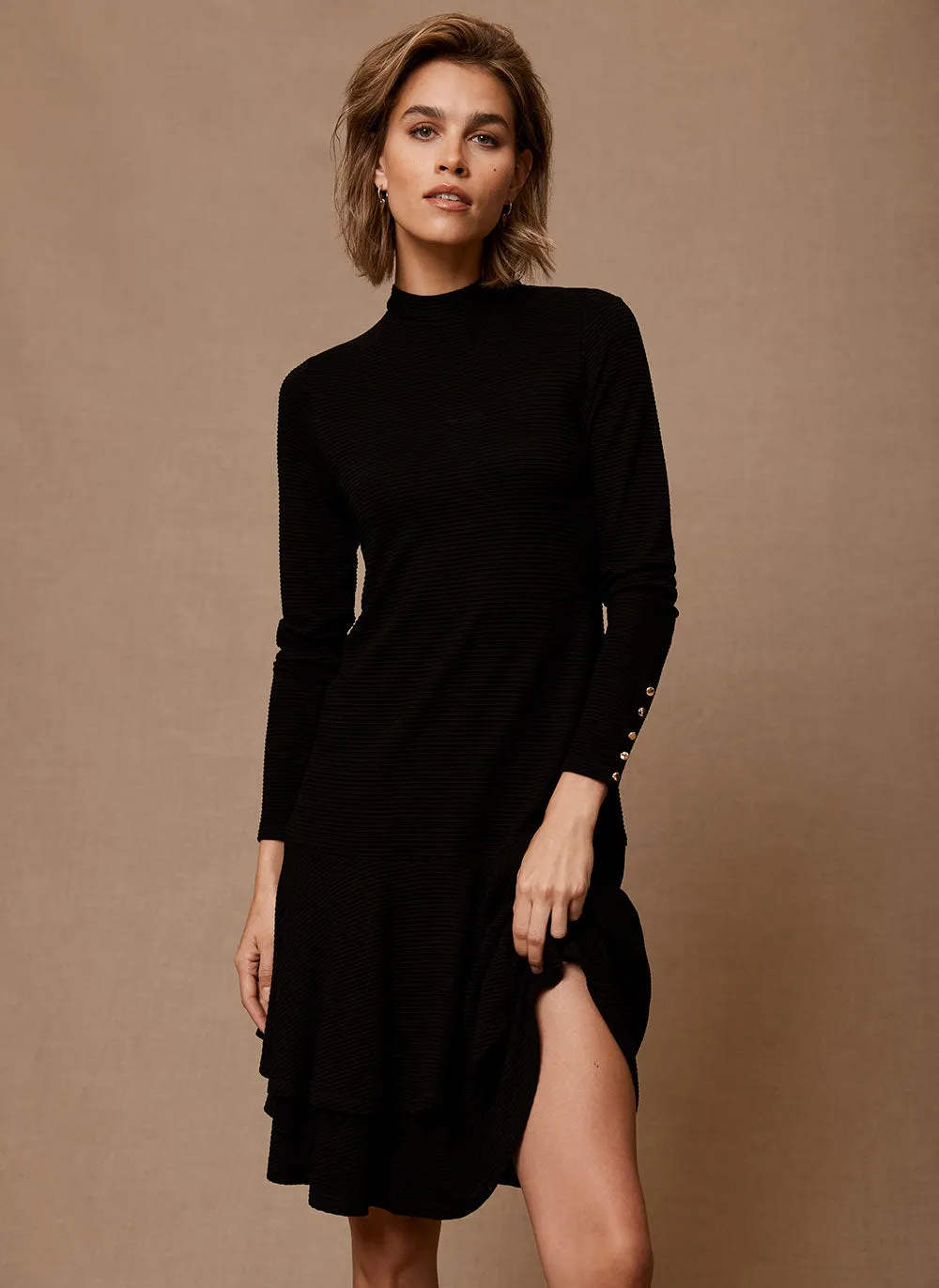 Black Jersey Tiered Mini Dress sold by Mint Velvet product image thumbnail 2