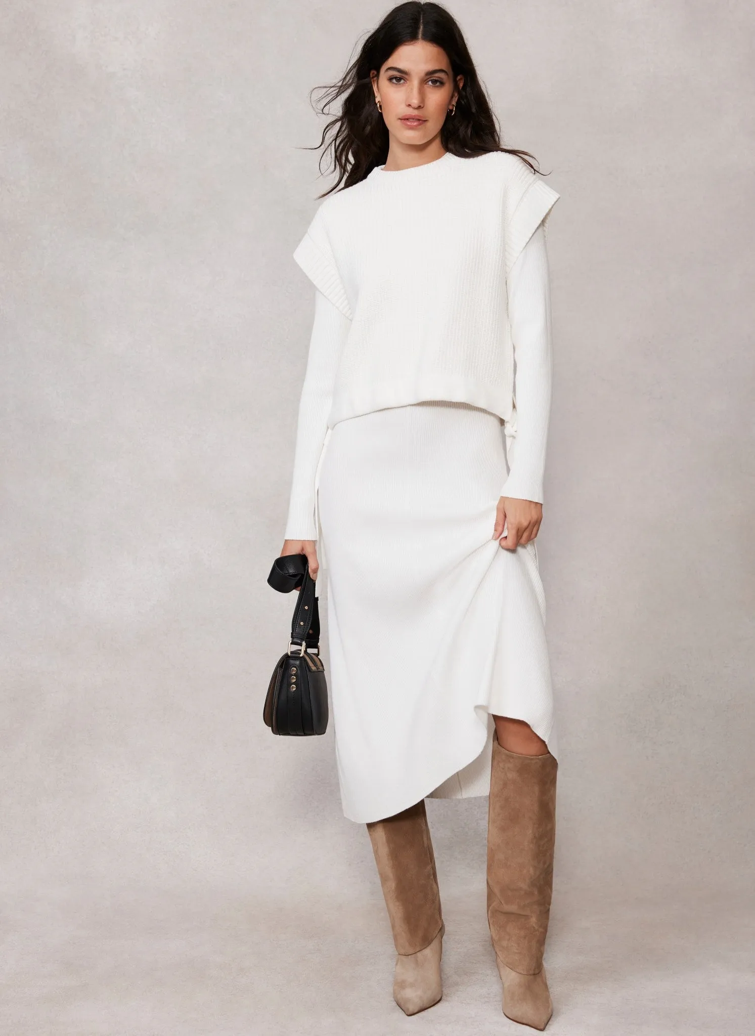 Cream Cotton Blend Layered Midi Dress sold by Mint Velvet product image thumbnail 4