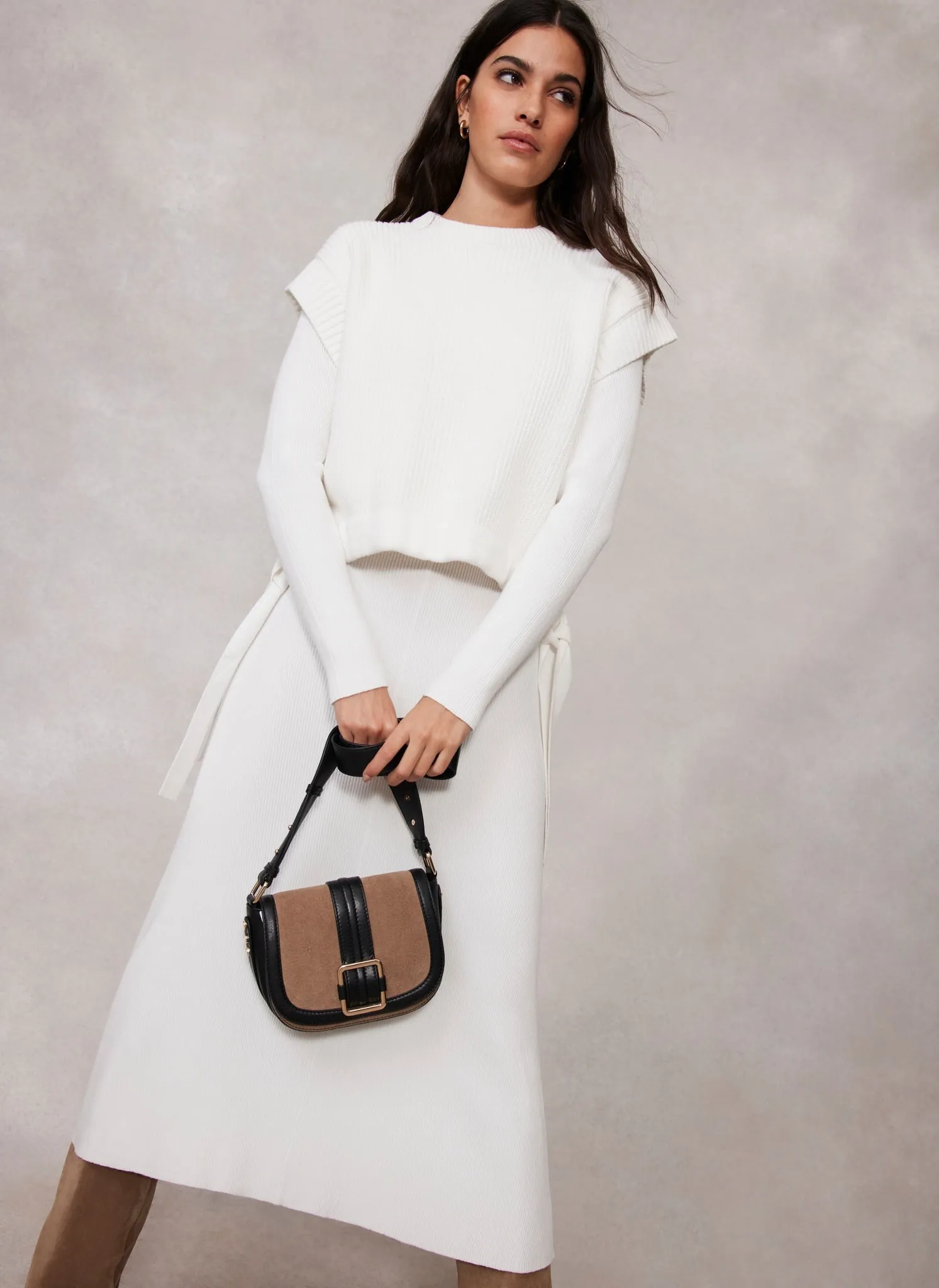 Cream Cotton Blend Layered Midi Dress sold by Mint Velvet product image thumbnail 2