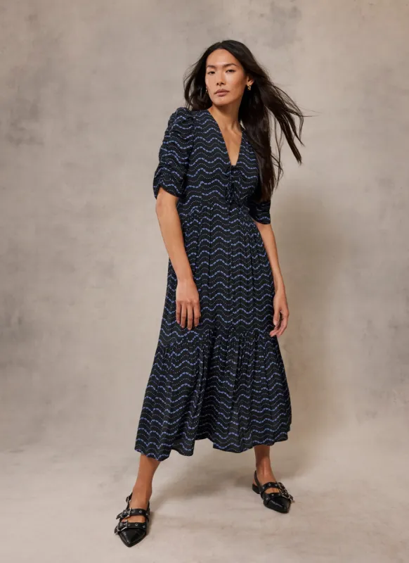 Black Floral Print Tied Maxi Dress sold by Mint Velvet