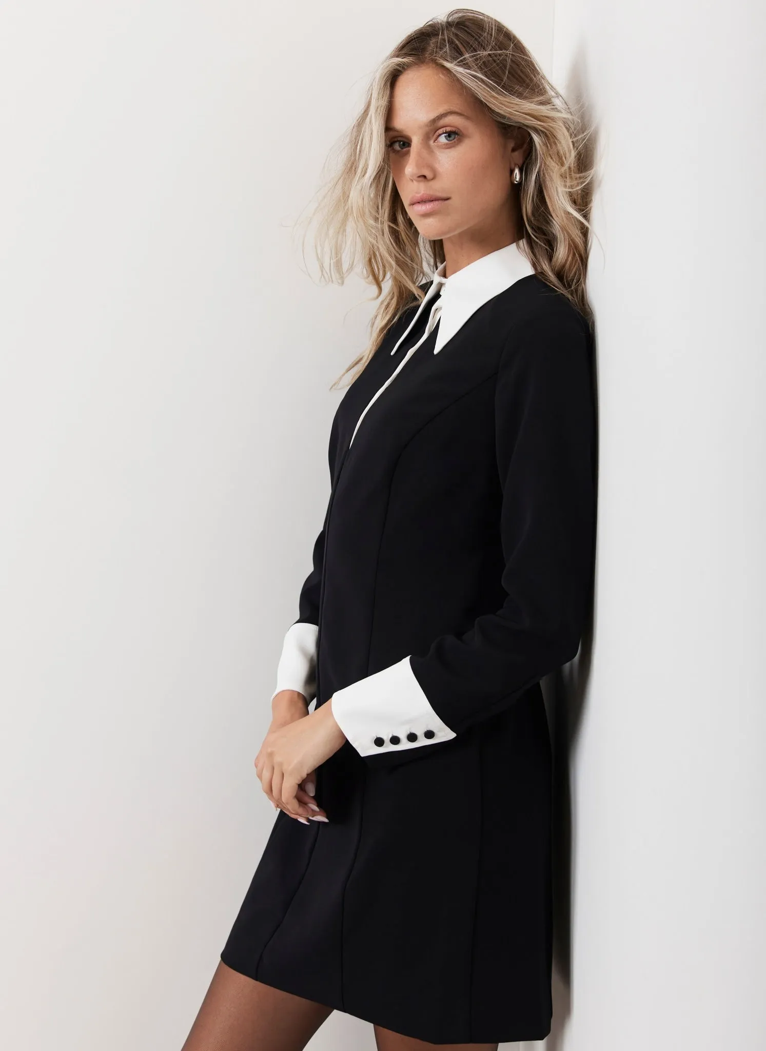 Black Statement Collar Mini Dress sold by Mint Velvet product image thumbnail 5