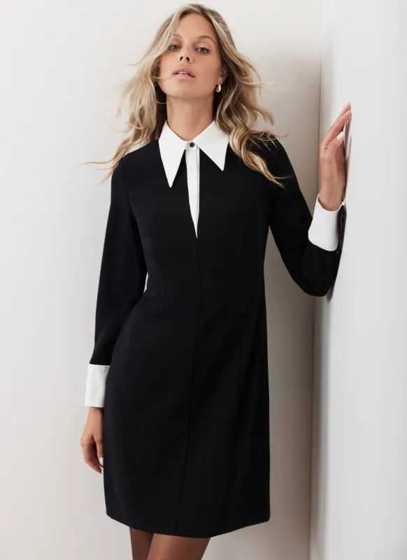 Black Statement Collar Mini Dress sold by Mint Velvet