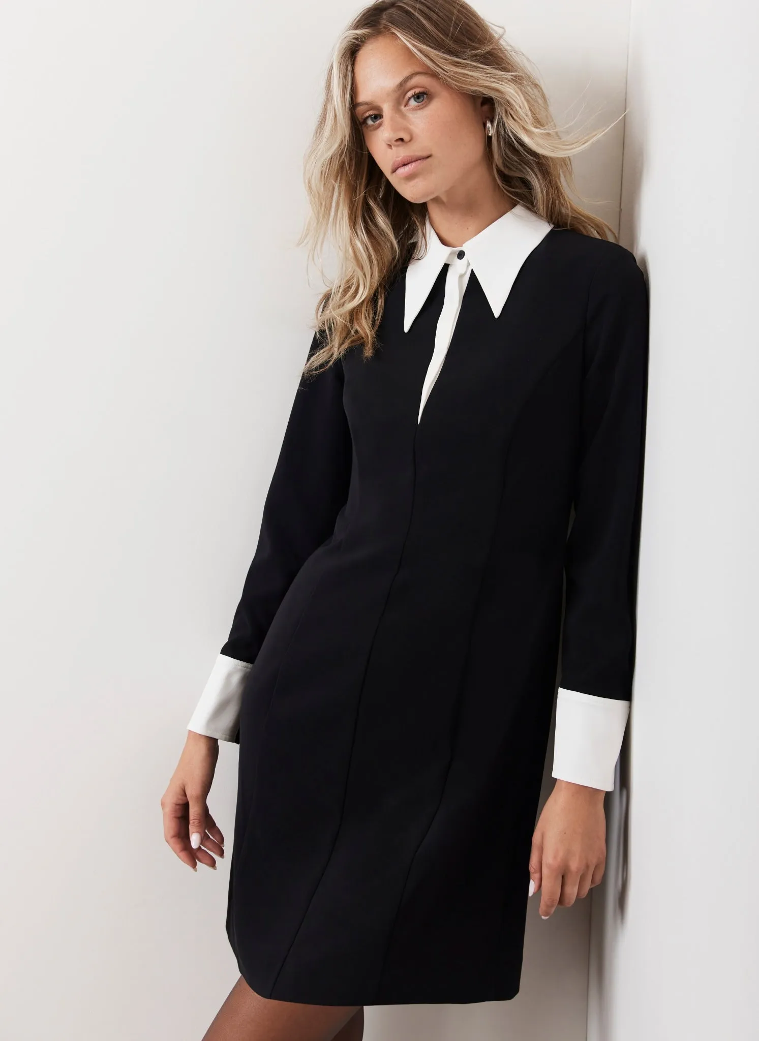 Black Statement Collar Mini Dress sold by Mint Velvet product image thumbnail 3