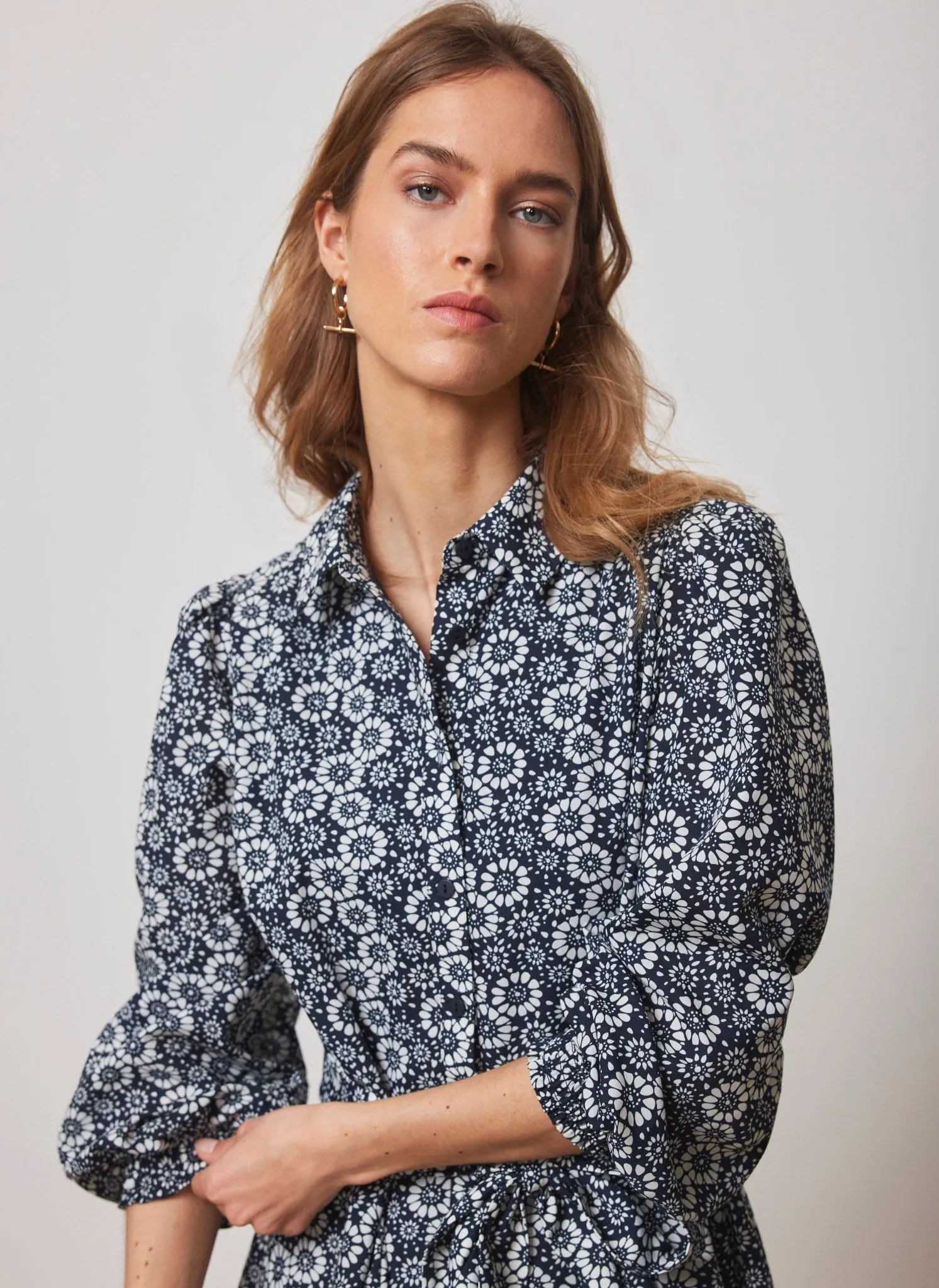 Navy Floral Print Mini Dress sold by Mint Velvet product image thumbnail 5