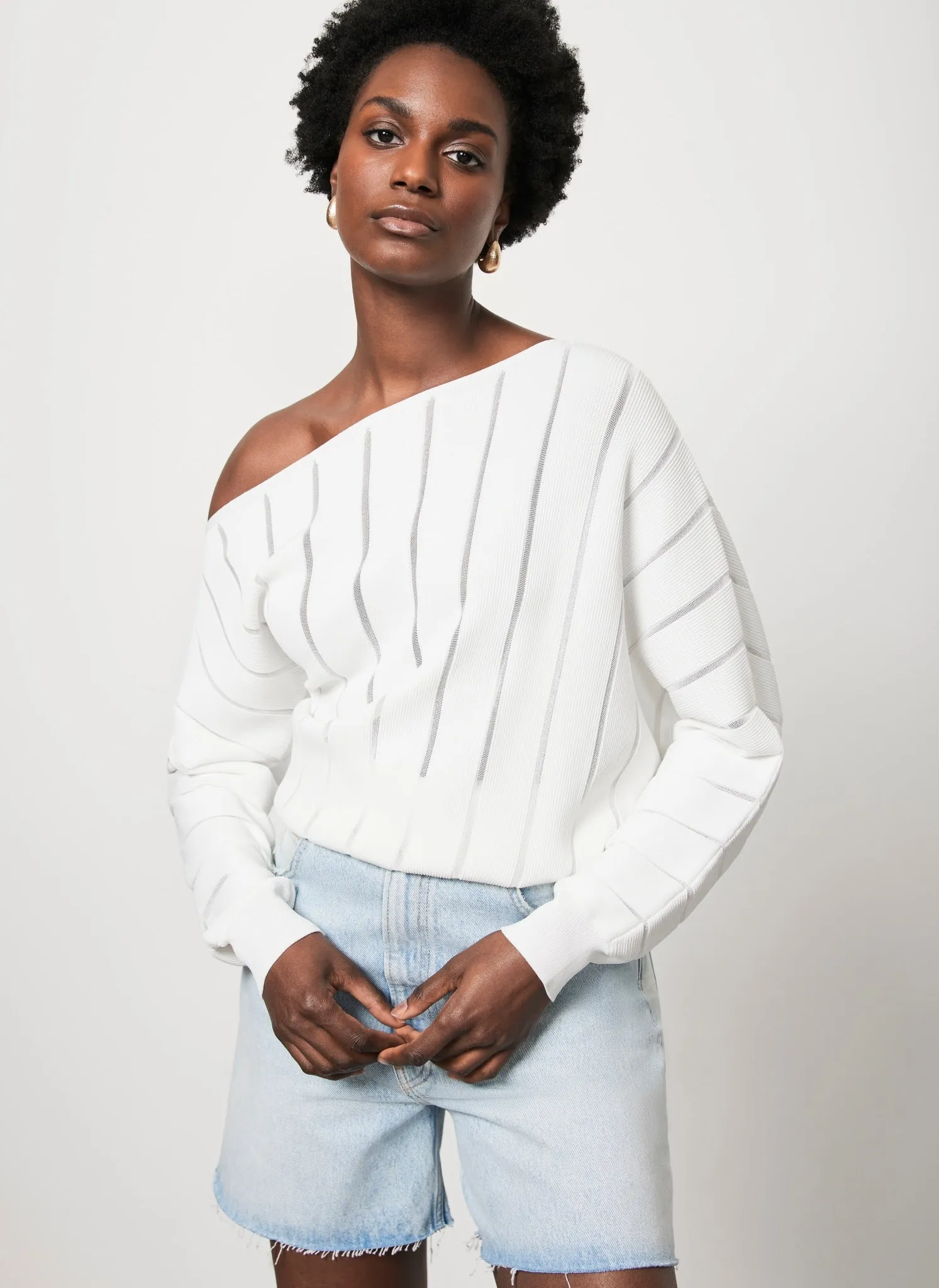 White Stripe Batwing Jumper sold by Mint Velvet product image thumbnail 5