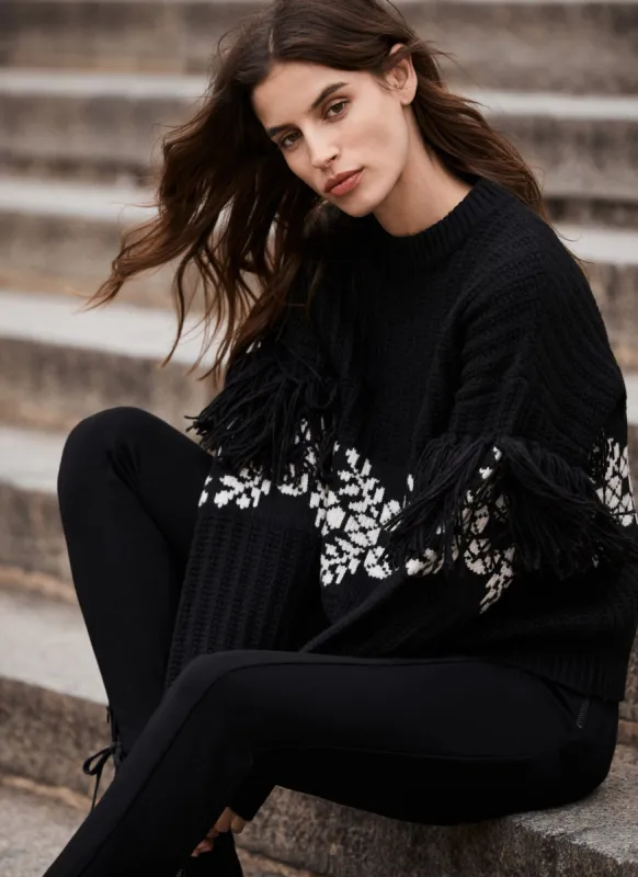 Black Jacquard Fringe Jumper sold by Mint Velvet