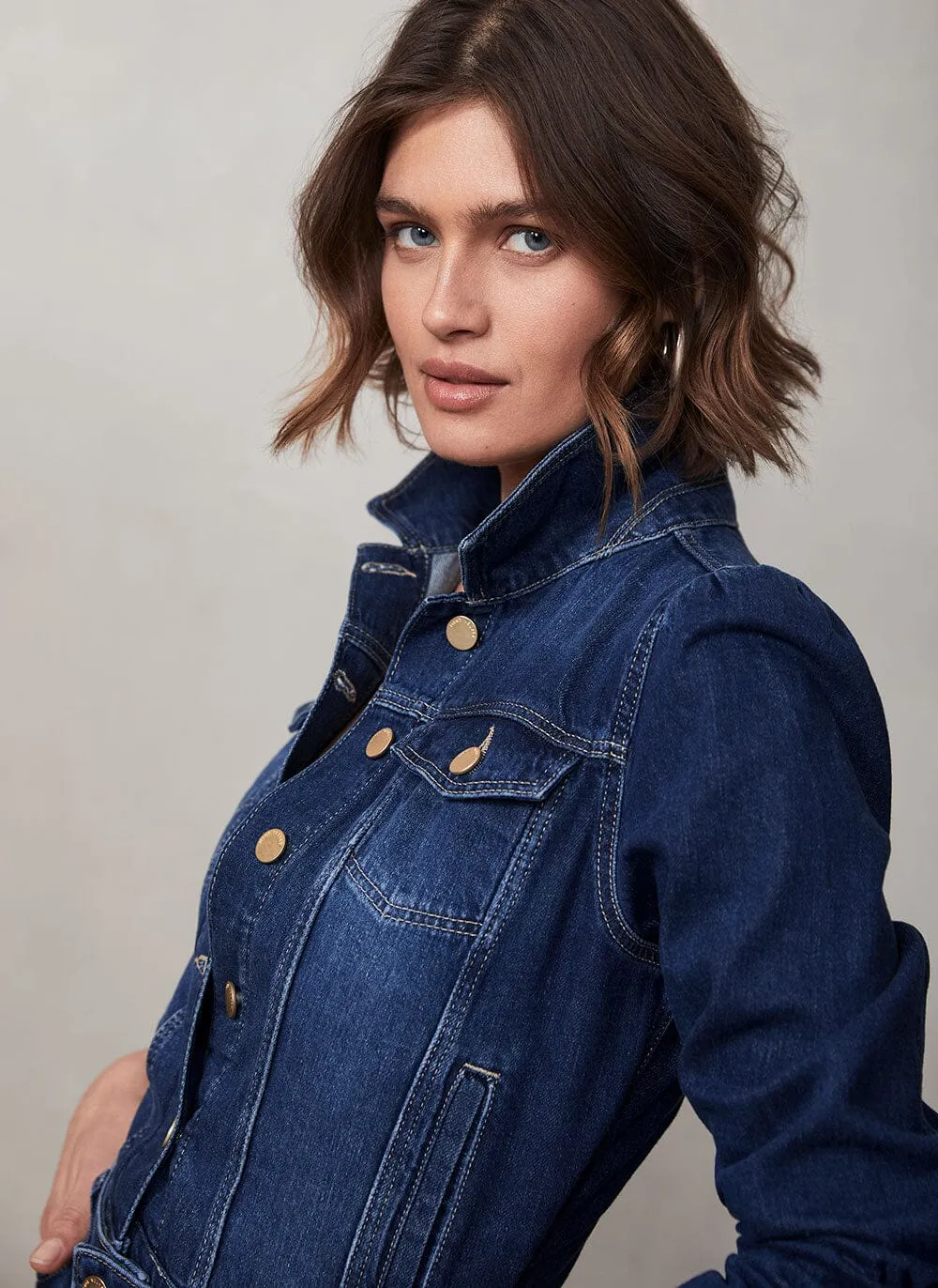 Dark Indigo Puff Denim Jacket sold by Mint Velvet product image thumbnail 4