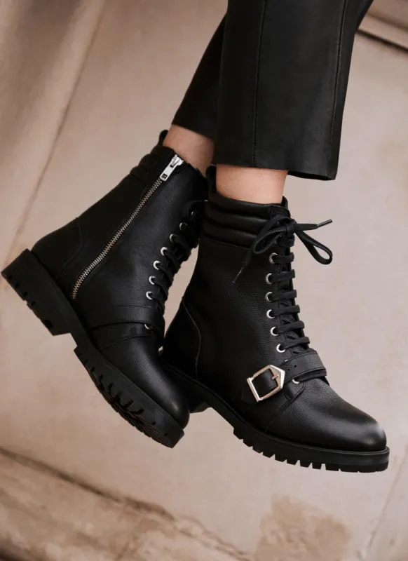 Black Leather Biker Boots sold by Mint Velvet