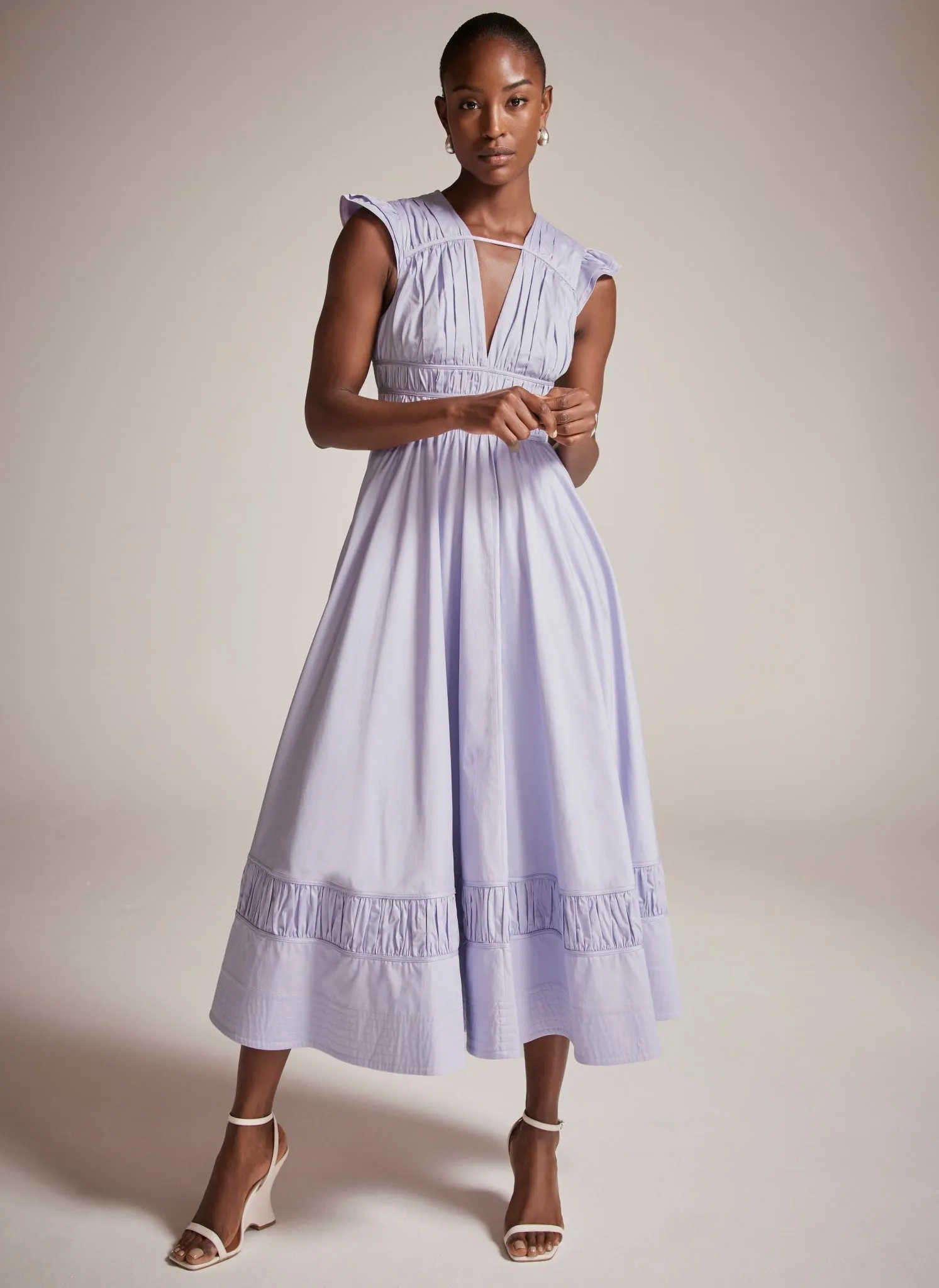 Lilac Gathered Bodice Midi Dress sold by Mint Velvet product image thumbnail 2