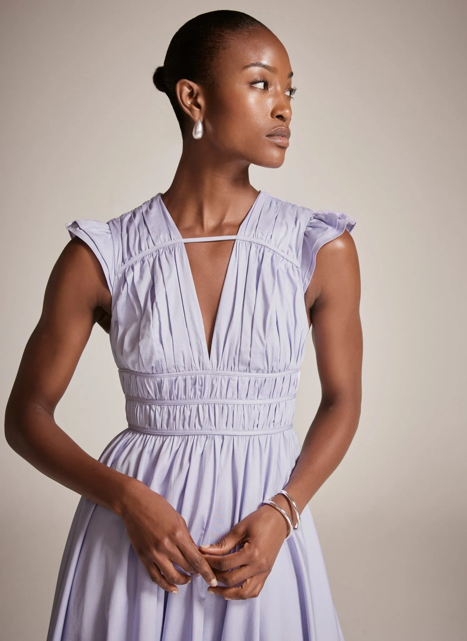 Lilac Gathered Bodice Midi Dress sold by Mint Velvet product image thumbnail 3