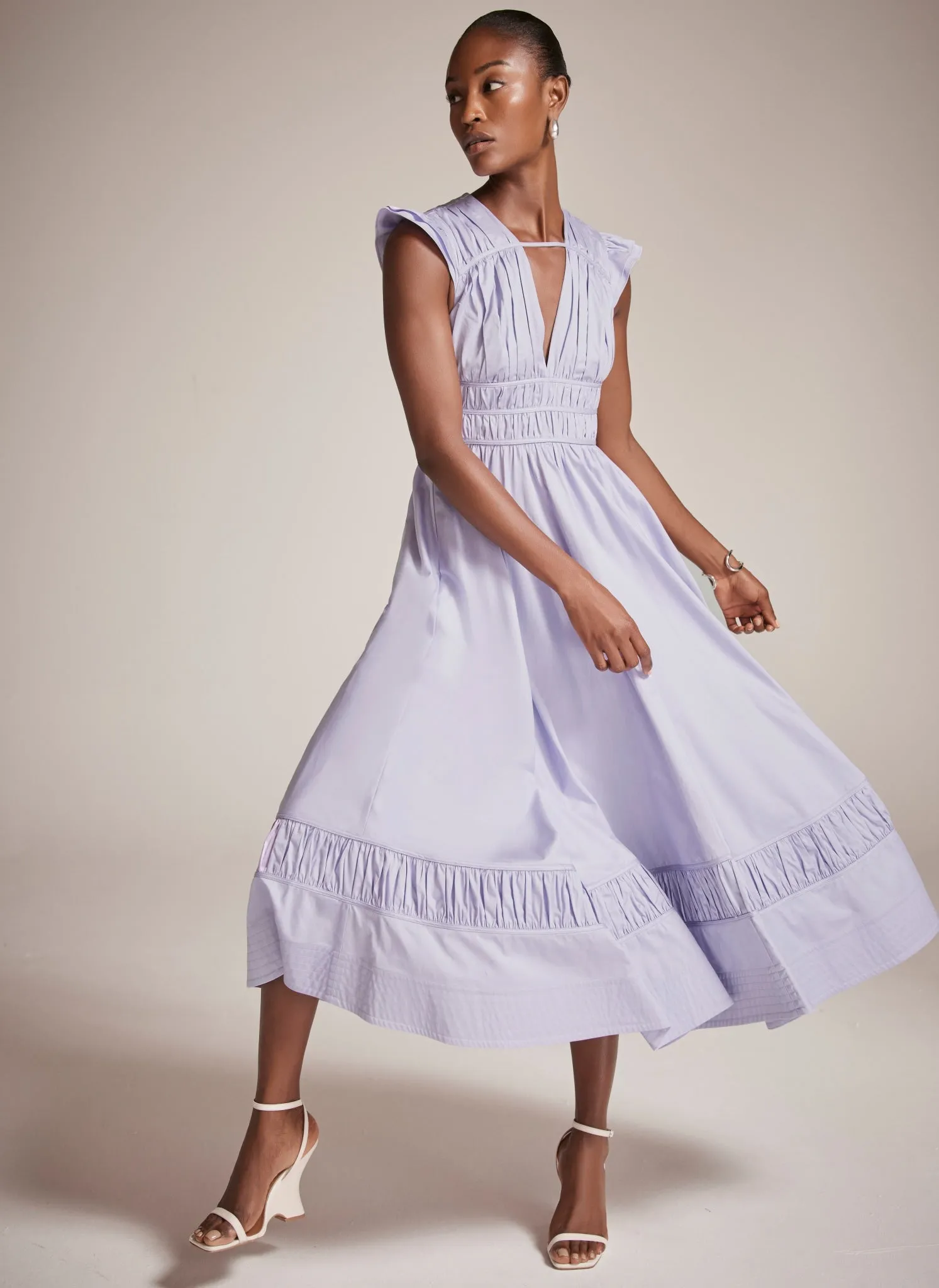 Lilac Gathered Bodice Midi Dress sold by Mint Velvet product image thumbnail 4