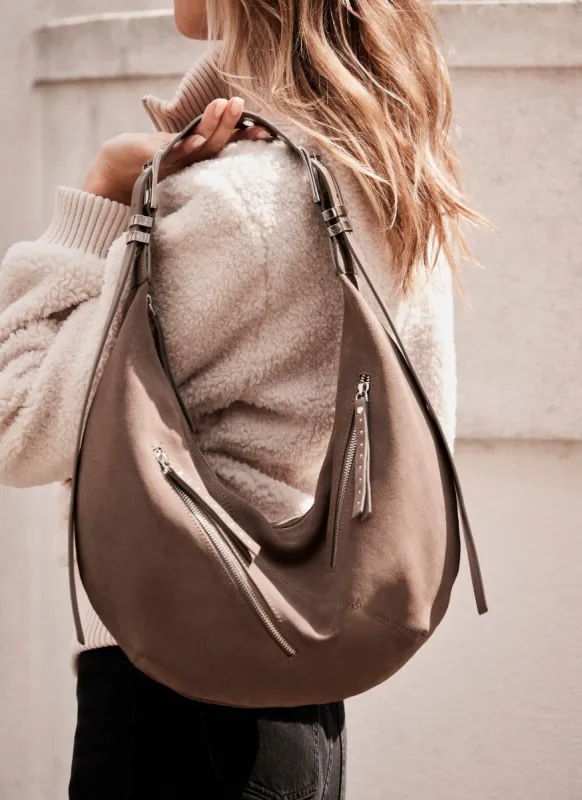 Taupe Suede Shoulder Bag sold by Mint Velvet