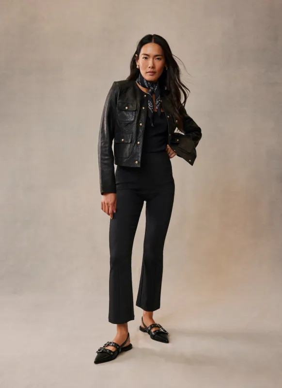 Black Kick Flare Cropped Trousers sold by Mint Velvet
