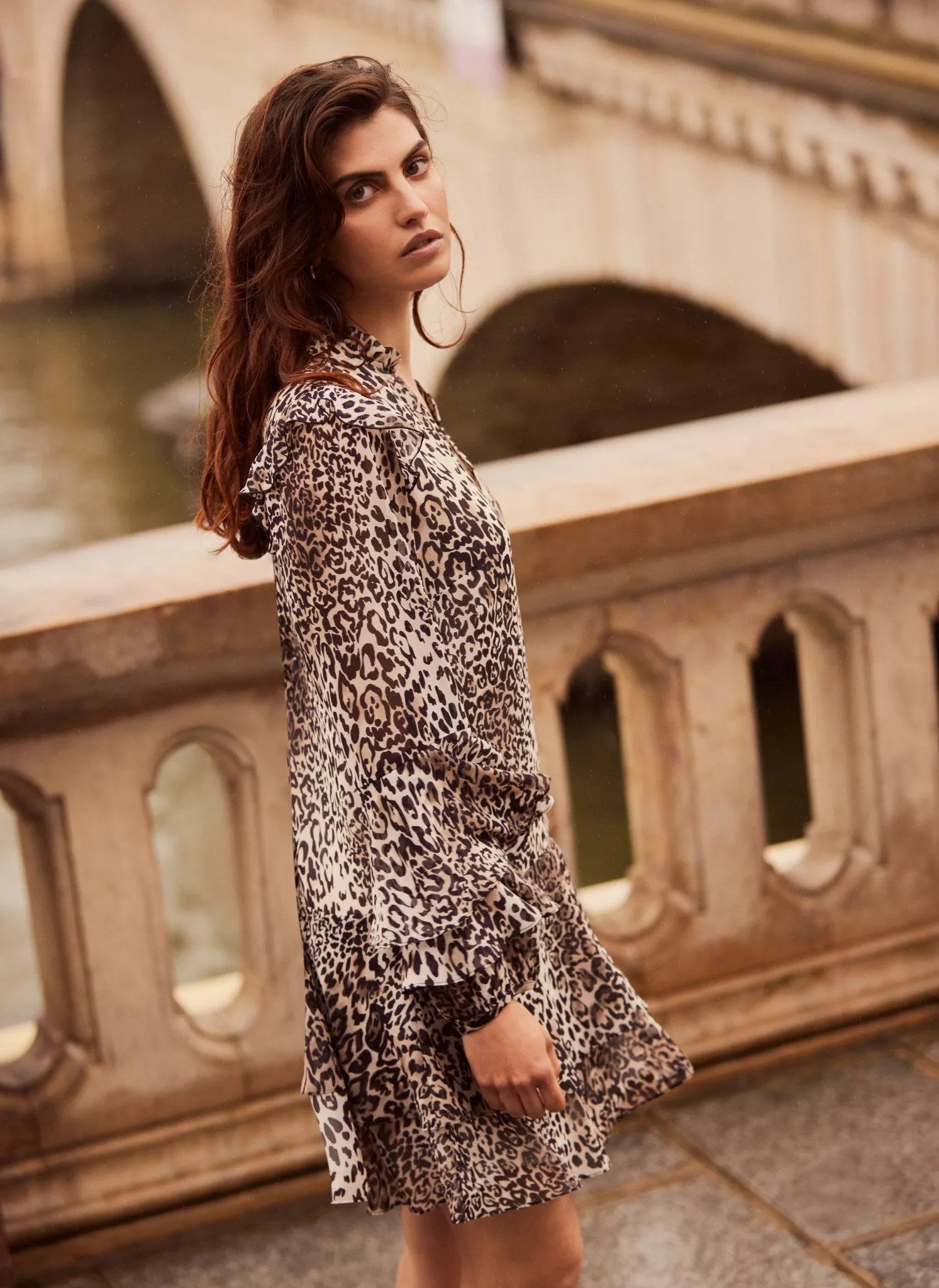 Leopard Print Ruffle Mini Dress sold by Mint Velvet product image thumbnail 3