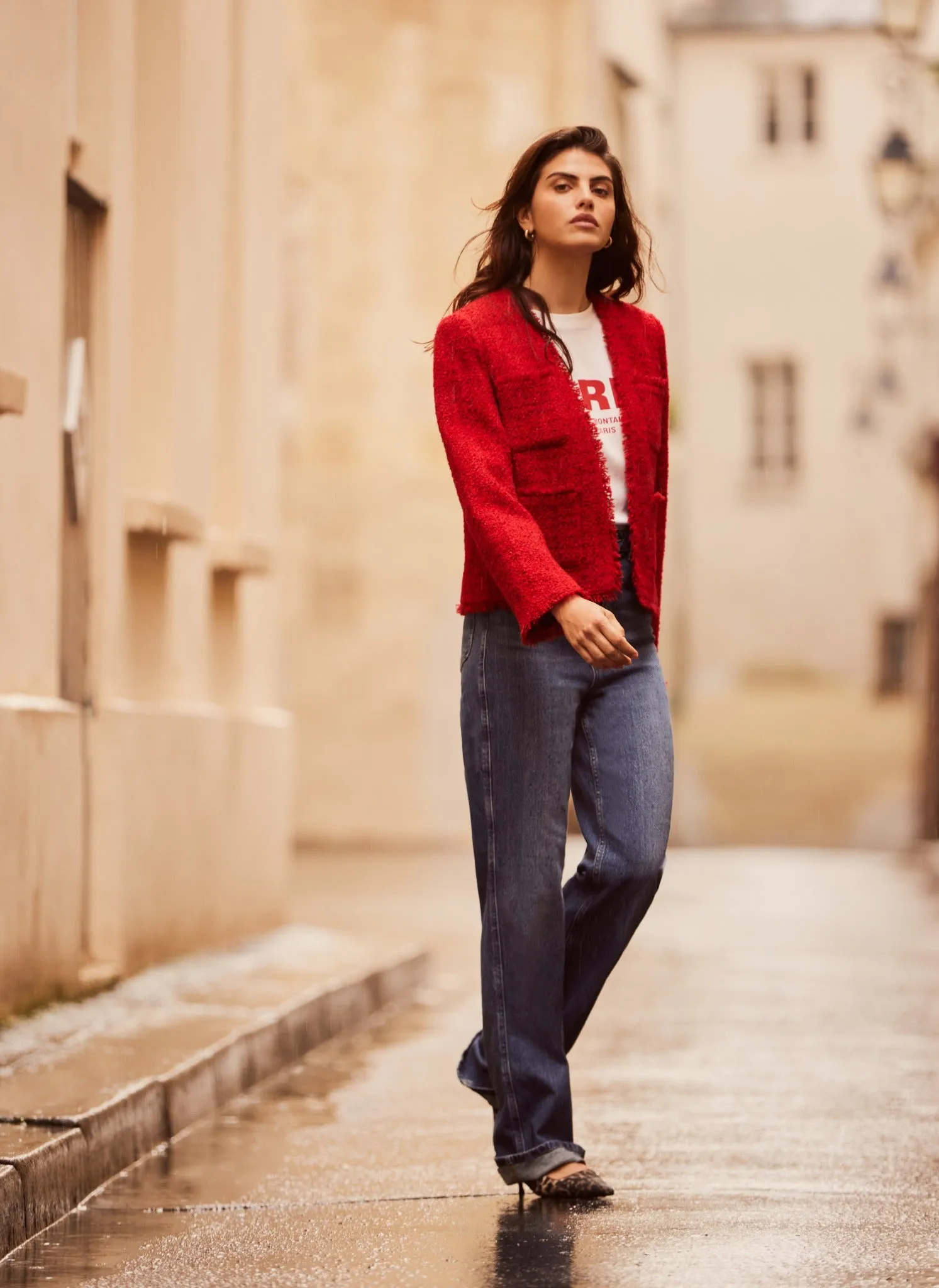 Red Wool Blend Boucle Jacket sold by Mint Velvet product image thumbnail 4