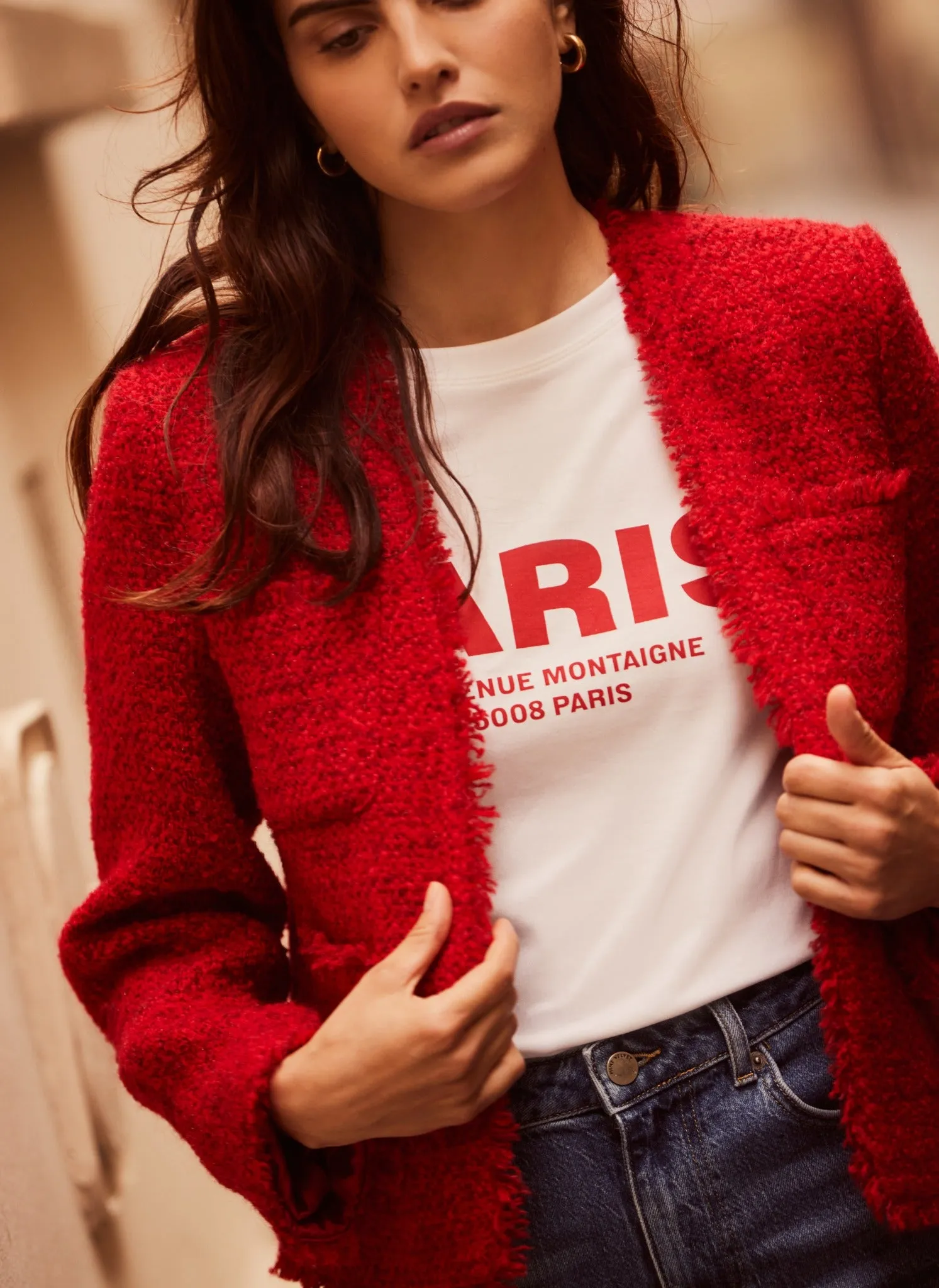 Red Wool Blend Boucle Jacket sold by Mint Velvet product image thumbnail 5