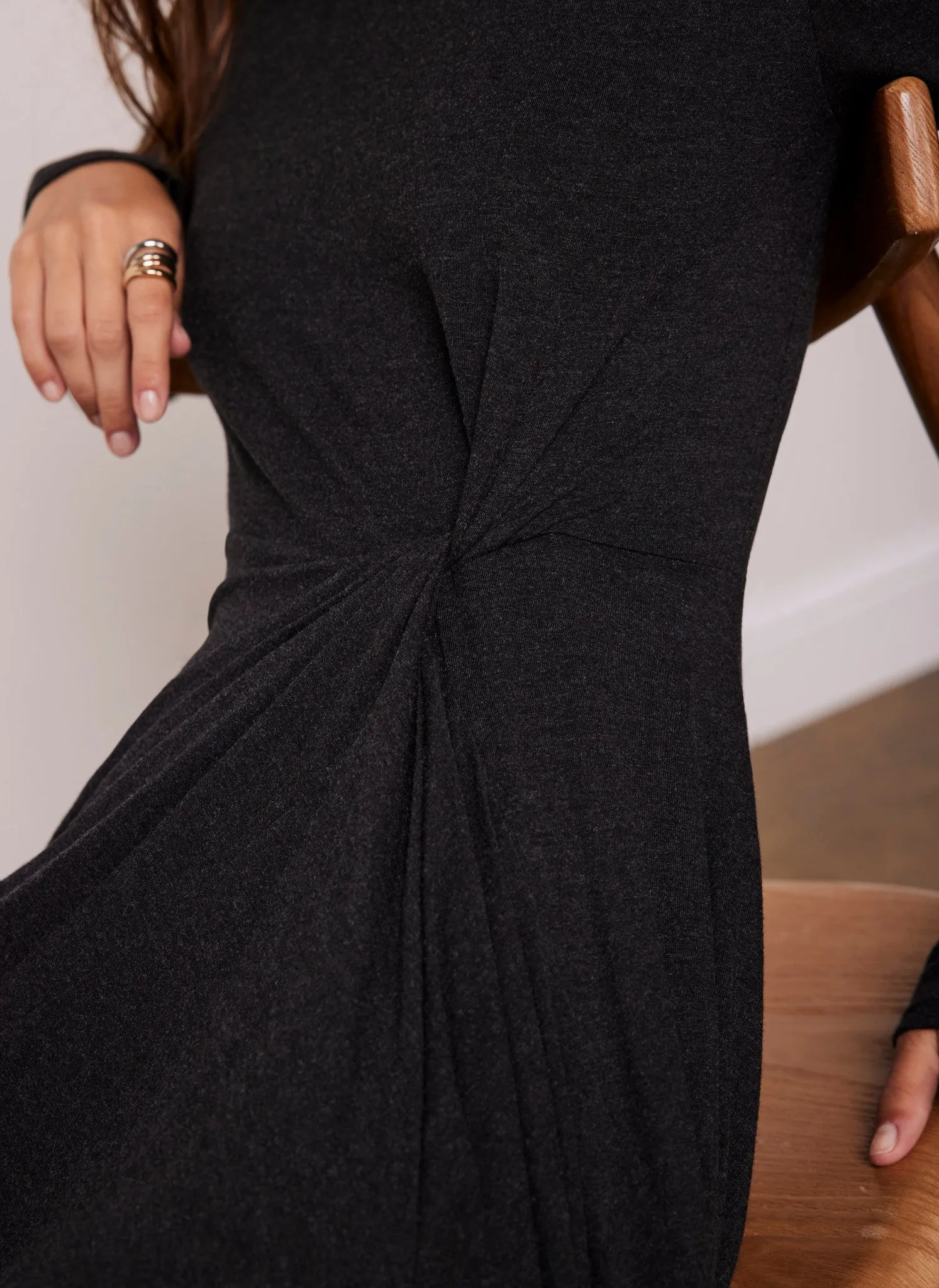 Grey Twist Detail Jersey Midi Dress sold by Mint Velvet product image thumbnail 5