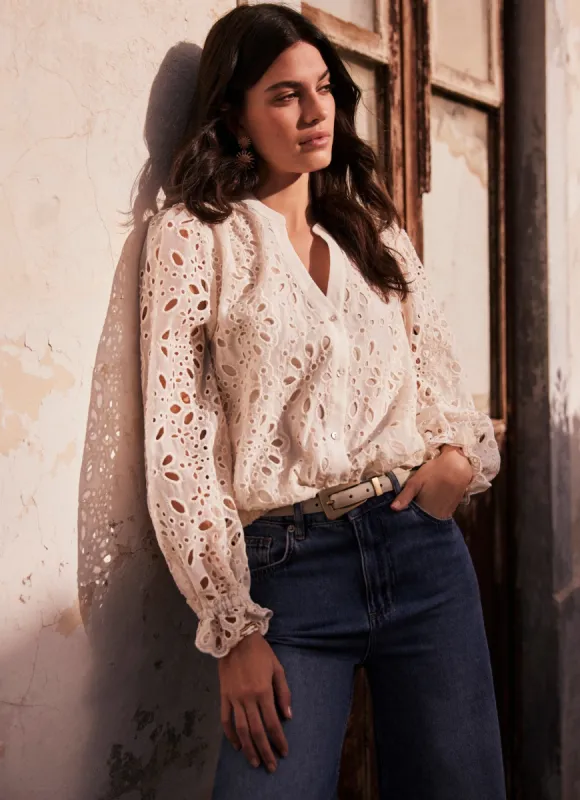 Cream Broderie Blouse sold by Mint Velvet