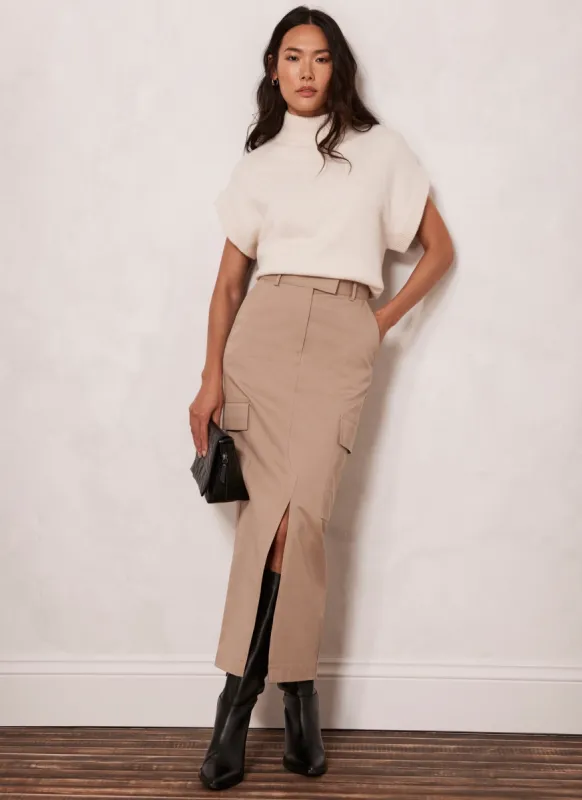 Beige Cotton Cargo Skirt sold by Mint Velvet