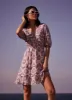Lilac Floral Pleat Mini Dress sold by Mint Velvet