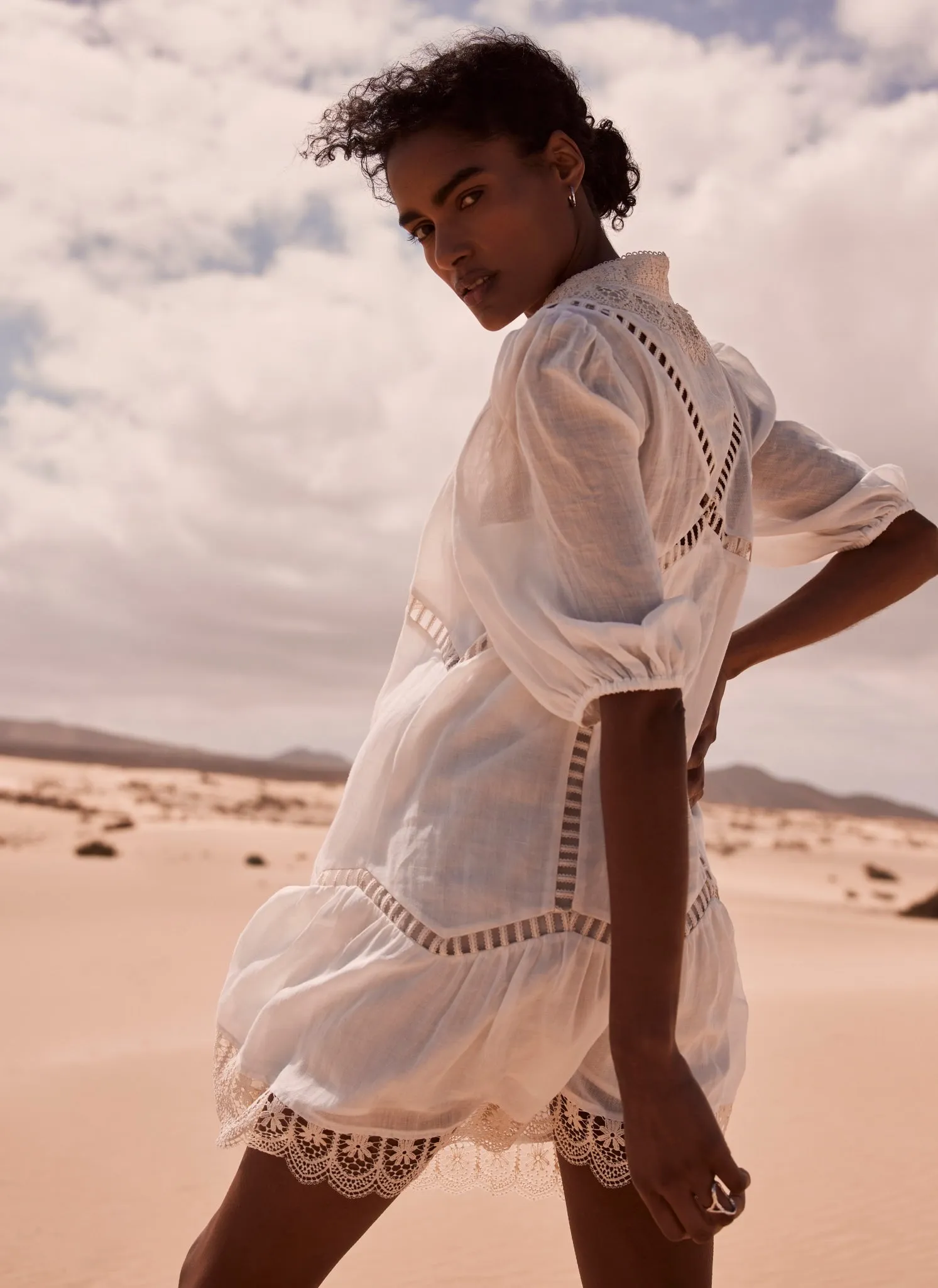White Embroidered Mini Dress sold by Mint Velvet product image thumbnail 4