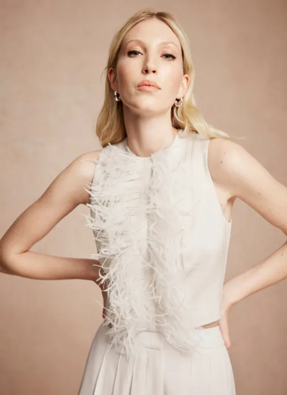 Neutral Feather Detail Top sold by Mint Velvet