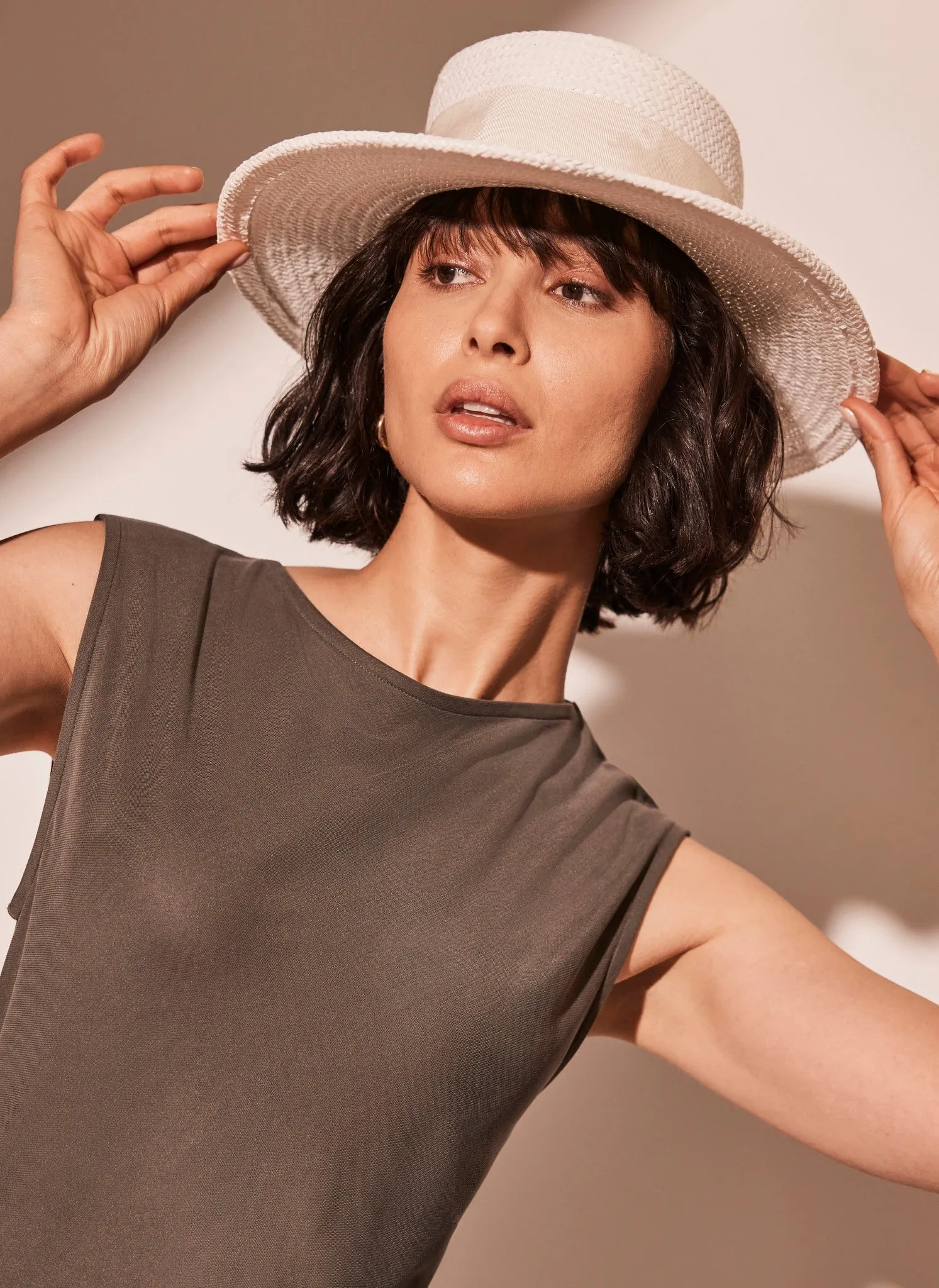 Cream Straw Boater Hat sold by Mint Velvet