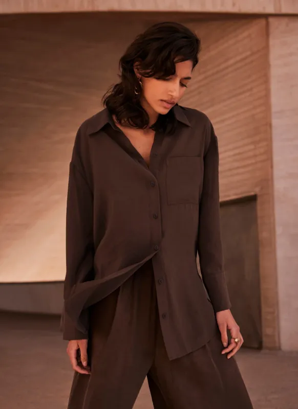 Brown Oversized Pocket Shirt sold by Mint Velvet