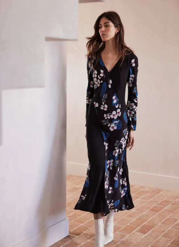 Black Floral Midi Dress sold by Mint Velvet