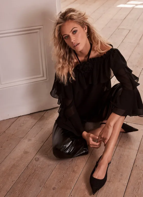 Black Off The Shoulder Top sold by Mint Velvet