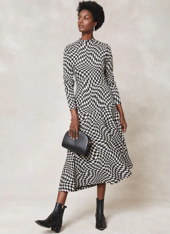Checked Jacquard Midi Dress sold by Mint Velvet