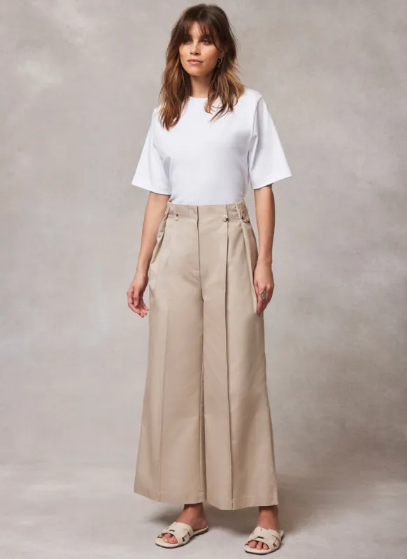 Cream Structured Wide Trousers sold by Mint Velvet