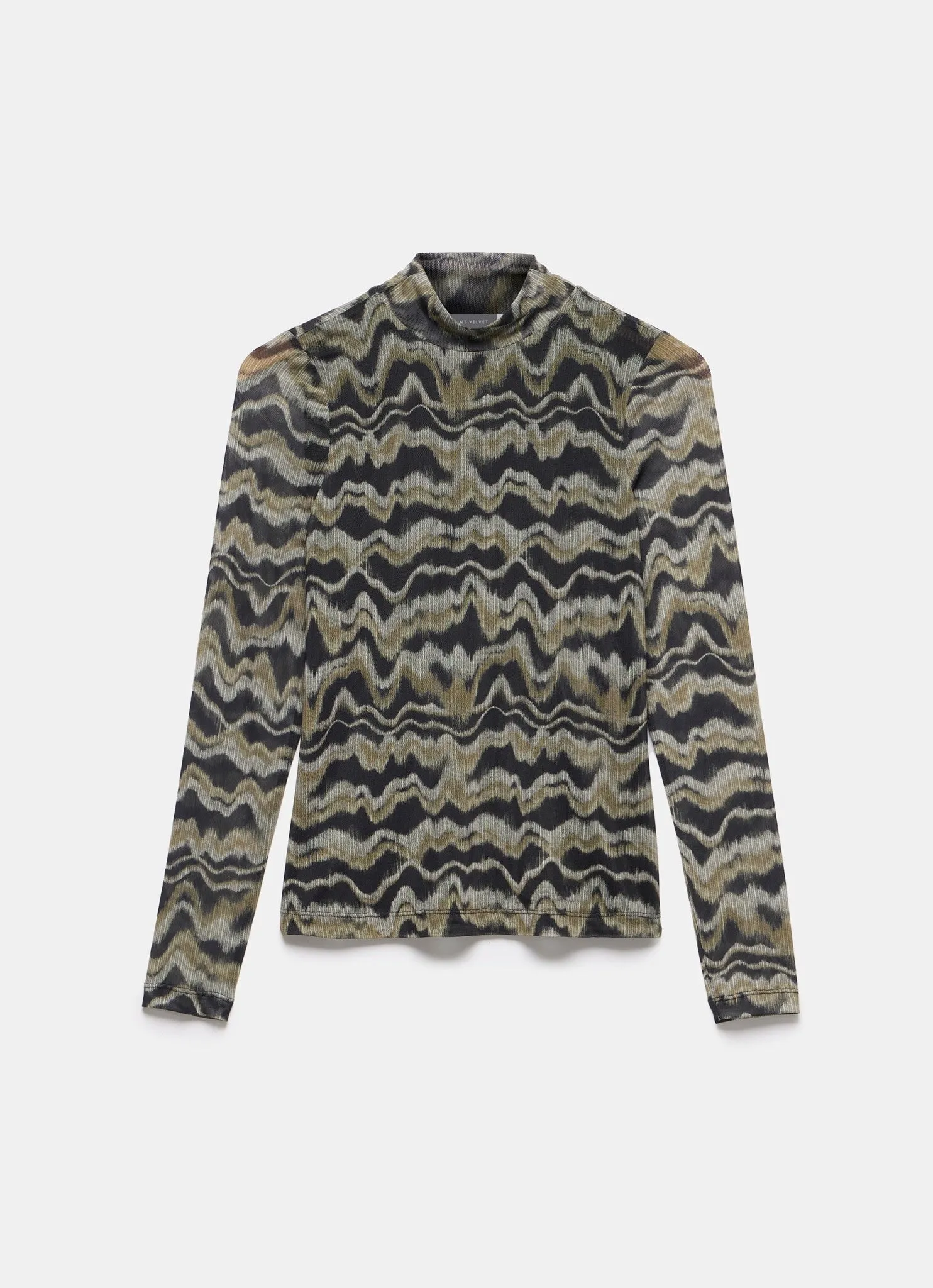 Khaki Abstract Print Mesh Top sold by Mint Velvet product image thumbnail 5