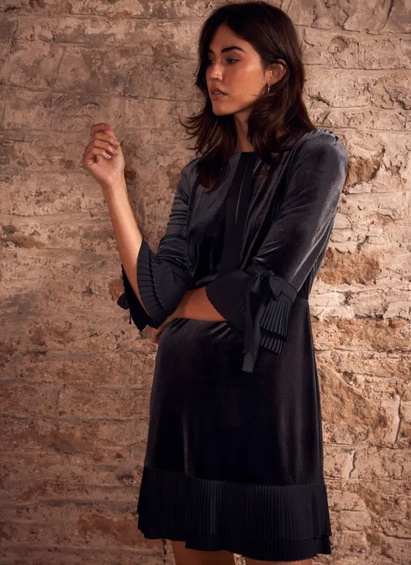 Dark Grey Velvet Mini Dress sold by Mint Velvet