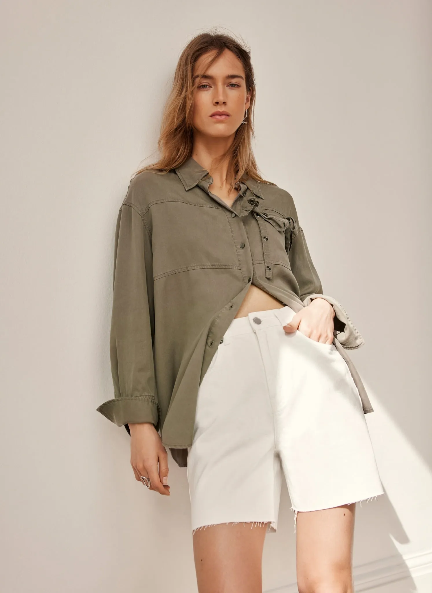Khaki Eyelet Detail Shirt sold by Mint Velvet product image thumbnail 5