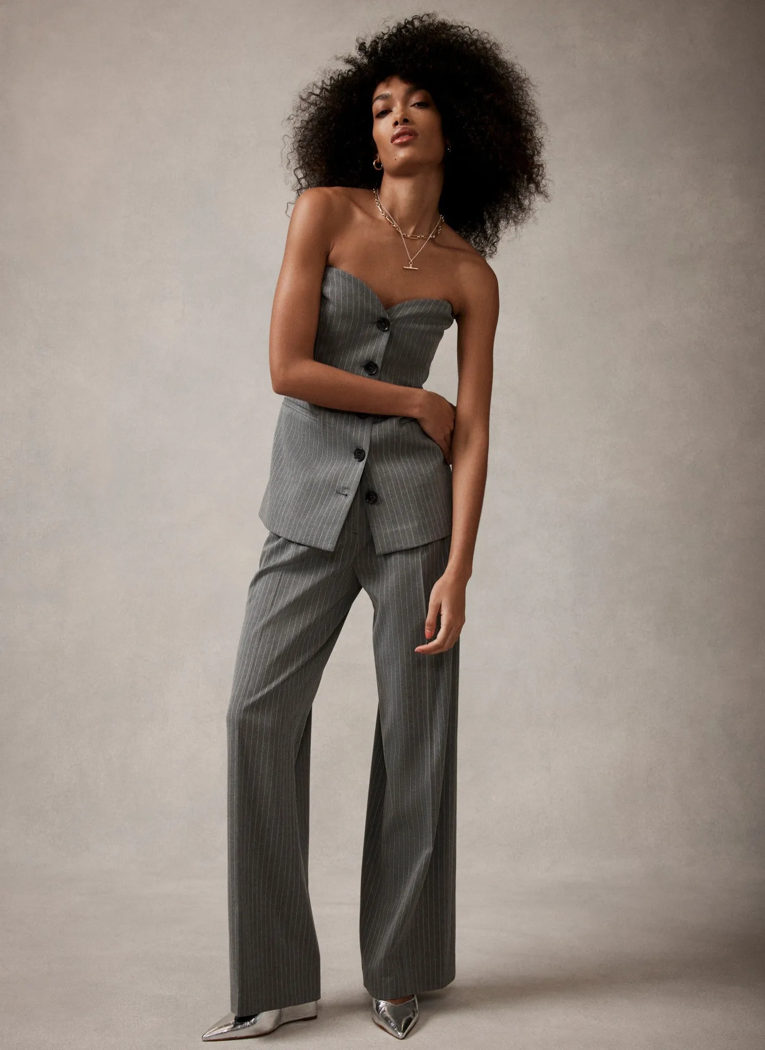 Grey Pinstripe Bandeau Top sold by Mint Velvet product image thumbnail 5